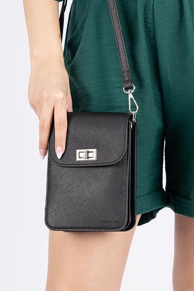 Getcho David Jones Brook Women's Mini Black Crossbody Bag with Phone Compartment – Adjustable Strap