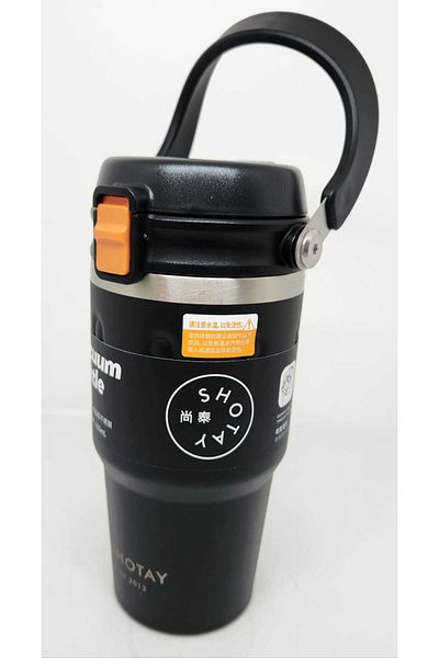 Shotay Journey ST-8166 650ml Black-Orange Dual-Use Mug with Lid