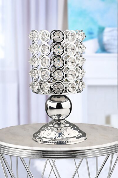 Begüsa Krom Kristalli Mumluk No:01, Şık ve Parlak Dekoratif Aksesuar