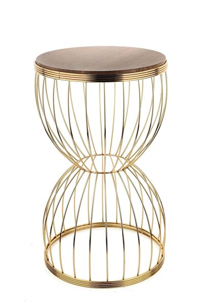 Begüsa Venezia Sehpa Gold Kaplama Ceviz Ahşap