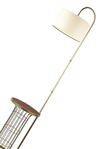 Begüsa Cemre Sehpa Lambader Eskitme Ceviz Ahşap Krem Şapka