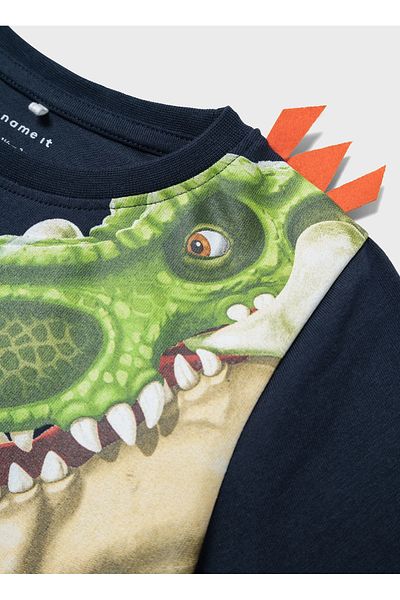name ıt Тъмносиня тениска за момче - Name It Patterned, GIGANTOSAURUS SS TOP VDE