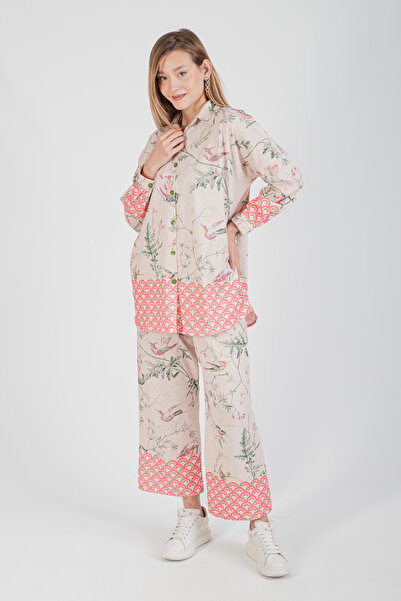 Hatun Atila طقم تريكو منسوج رفيع ومطبوع رقميًا - 7470-21