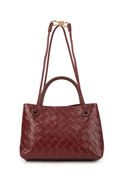 minebag Claret Red Victoria Women's Shoulder Bag - Diamond Patterned Faux Leather