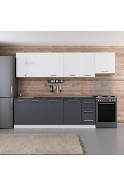 Minar 290 Cm Mutfak Dolabı Beyaz Antrasit 290-a7