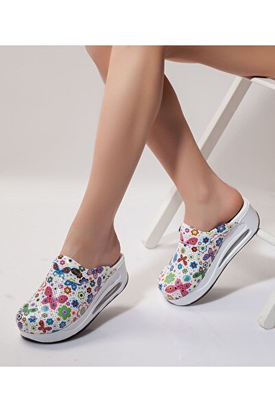 AREL MEDİKAL Γυναικείες λευκές παντόφλες σόλας Airmax Orthopedic