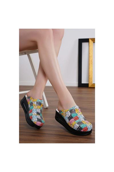 AREL MEDİKAL Air Sole Orthopedic Slippers Doctor Nurse Hospital Cook Slippers Black Cat