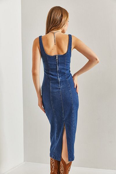 Bianco Lucci Lycra Slim Fit női hosszú ruha - pántokkal és hátsó cipzárral40961002