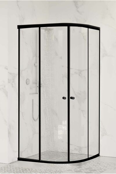 Sanica Magna Cam Duşakabin Oval Siyah Şeffaf 4 Mm H:178