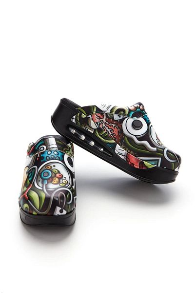 SABOTERLİK Patterned Air Sole Wedge Heeled Orthopedic Hospital Nurse Women's Slippers
