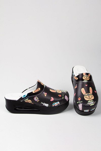Zenith Sabo Γυναικείες παντόφλες με μοτίβο Air Sole Wedge Heeled Orthopedic Hospital Nurse Γυναικείες παντόφλες Μαύρες
