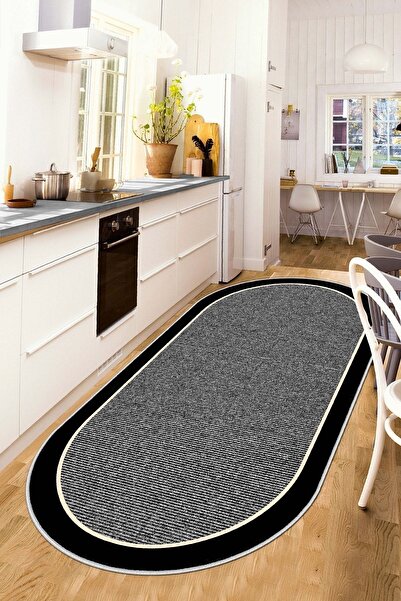 Confidence Home Makinede Yıkanabilir Kaymaz Taban Leke Tutmaz Gri Oval Mutfak...