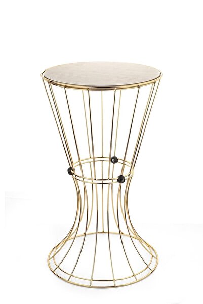 Begüsa Girne Sehpa Gold Kaplama Akça Ahşap