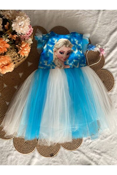 Lumia Baby ELSA KARLAR KRALİÇESİ TAÇLI TÜTÜ ELBİSE KOSTÜM