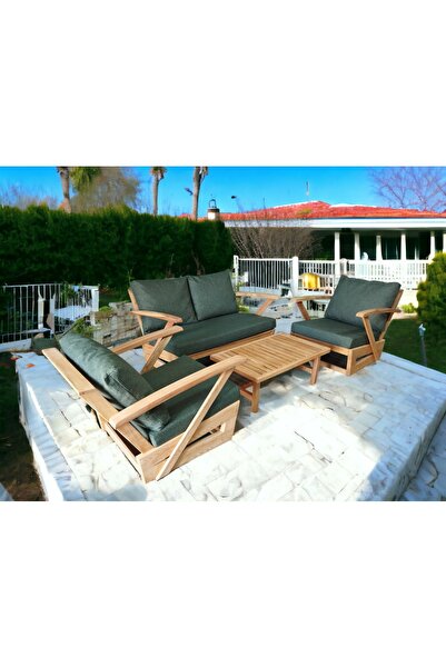 zerkaconcept Monza Bahçe Balkon Kestane Ahşap Kollu Koltuk Takım 1 Adet Ikili...