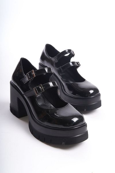 Shoesers Дамски мокасини с платформа и двоен ток, с катарама и подметка, която не се скъсва