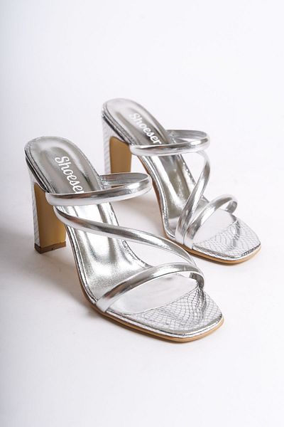 Shoesers Rochie de seară cu model din piele de șarpe, cu design special, papuci cu toc