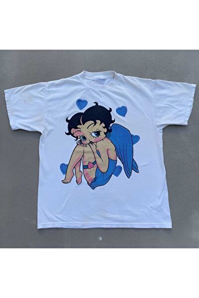 MAYDAY CULTURE Y2K Betty Boop Unisex Λευκό μπλουζάκι Oversize