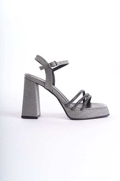 Shoesers Women's Special Design Platform Heeled Stone Coated Evening Dress Shoes