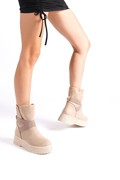 Shoesers Kadın Süet Kalın Tabanlı Lastikli İçi Kürklü Kar Botu