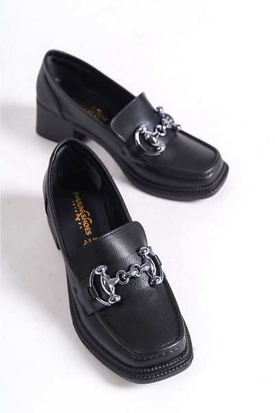 Shoesers Women's Buckle Detailed Low Heel Loafer Moccasin Casual Shoes Blunt Toe