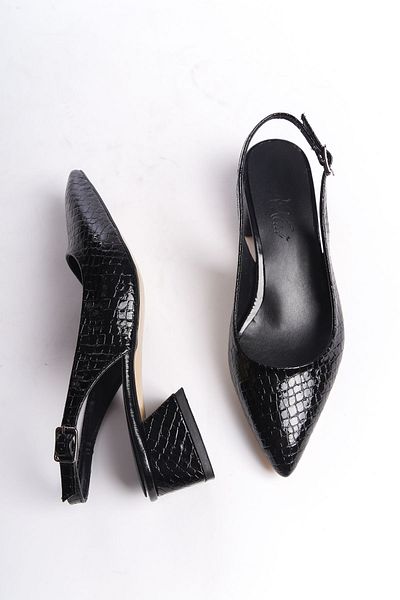 Shoesers Pantofi de damă cu design special cu curea la gleznă, cu detaliu croco, cu toc mic