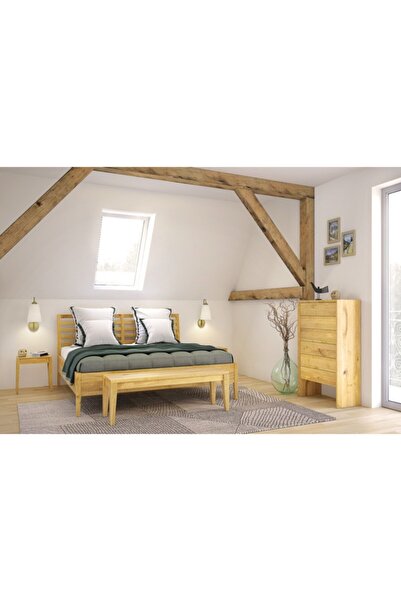 zerkaconcept Lotus Ithal Ladin Masif Ahşap Karyola 120*200