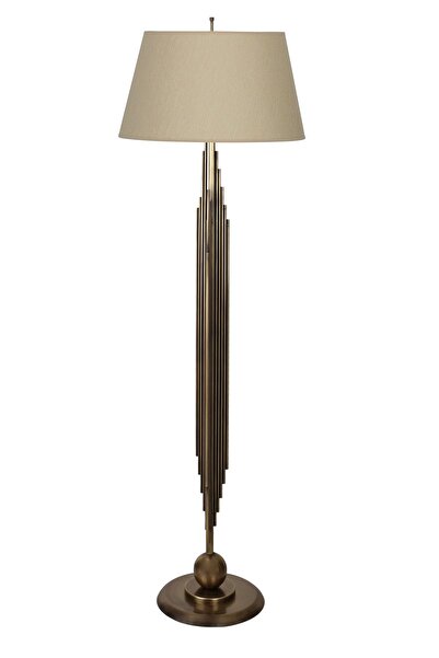 Vinner Marche Eskitme Mat Gold Kaplama Metal Lambader - Hasır Bej