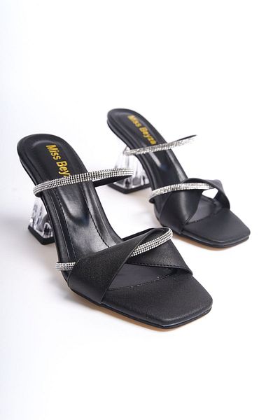 Shoesers Дамски чехли с двоен лентов ток и детайли от камъни със специален дизайн
