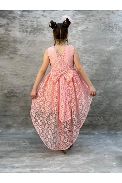 Bambi Kids Pelerinli Güpürlü Koordone Model Kız Çocuk Elbisesi 6 - 9 yaş