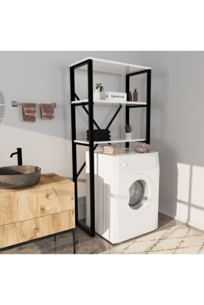 eportatif Çamaşır Makinesi Üstü Düzenleyici Raf Banyo Dolabı Rafı Makina Üstü Dolap Raf Beyaz