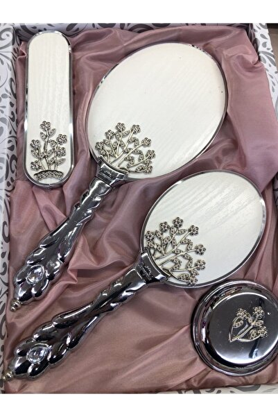 CAMOMILE Set pieptene cu oglindă pentru mireasă, culoare ecru