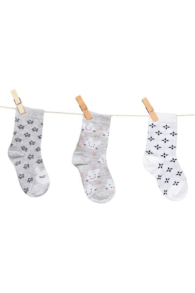 Aziz Bebe جوارب بناتي بدون خياطة مكونة من 3 قطع لعمر 4-6 سنوات Azzc35600