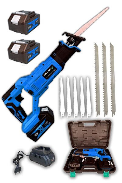 Genel Markalar 88 V 8 Ah Şarjlı Çift Akülü Tilki Kuyruğu Panter Testere Demir Kemik Ahşap Dal Kesme Kurban Makinesi