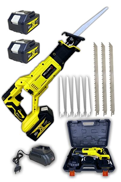 Millian 88 V 8 Ah Şarjlı Çift Akülü Tilki Kuyruğu Panter Testere Demir Kemik Ahşap Dal Kesme Kurban Makinesi