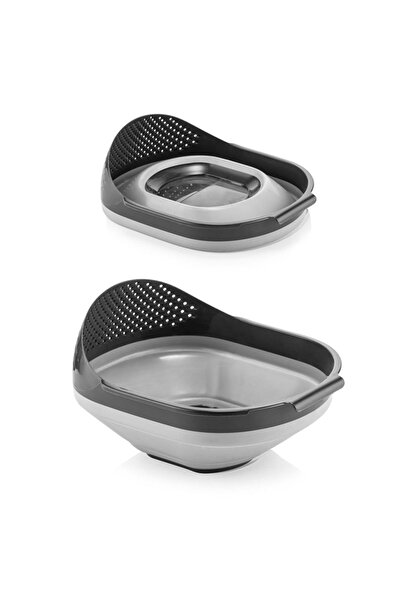 Qlüx مصفاة نحاس قابلة للطي مقاس 26 سم باللون الرمادي - فكرة