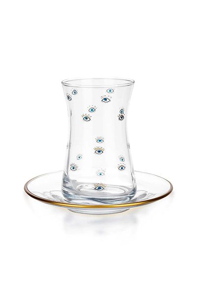 LCW HOME Evil Eye Beaded 6 Person Tea Cup Set