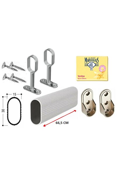 Mvy Askılık Borusu Oval 66,5Cm +2 Adet Oval Ayaklı Flanş +2 Adet Oval Sabit F...