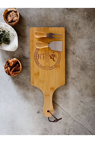 ELZEY HOME Bamboo 3 Piece Cheese Presentation Board Set 38x16 cm