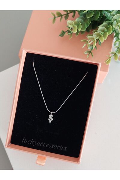 LUCKY ACCESSORIES Çelik Silver Rodyum  Kaplama Harf Kolye Ş Harfi