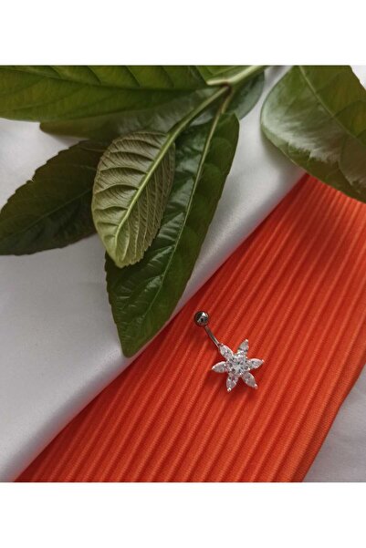 Simge Gümüş 925 Ayar Gümüş Zirkon Taşlı Yıldız Göbek Piercing