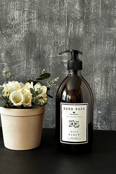 KHAKMA Μοντέρνο Amber Glass Liquid Soap Bottle 500 ml Soap Dispenser Hand Wash