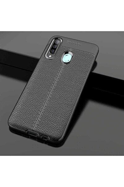 Niss Leather Look Silicone Cover with Galaxy A20S Case Camera Protector