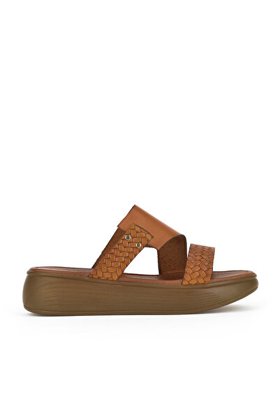 Ziya Γυναικείες παντόφλες από γνήσιο δέρμα - 1411010z500 Tan