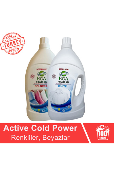 Ega Kimya 2'li Power Jel Renkli Ve Beyaz Sıvı Yıkama Deterjanı 3900 ml 100 Yı...