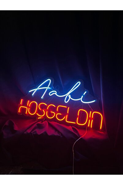 vinyuup Aabi Hoş Geldin - Dekoratif Duvar Aydınlatması Neon Led Yazı Oto Gale...