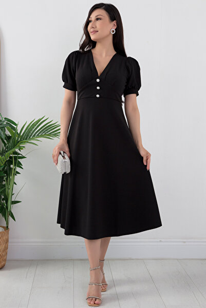 PULLIMM Önü Düğmeli Krep Elbise 2024-2086