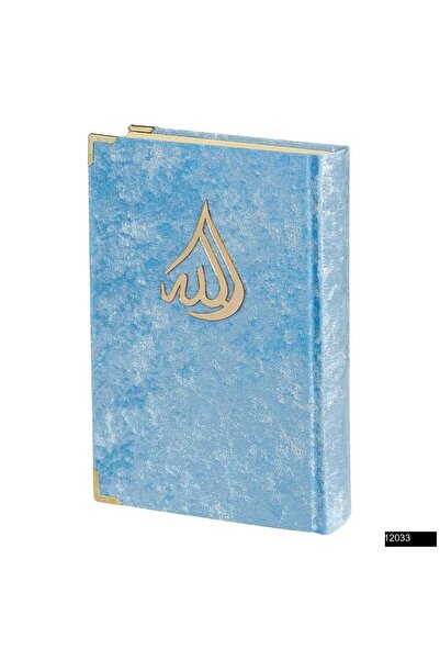 Furkan Neşriyat Çanta Boy Bilgisayar Hatlı Arapça Kadife Kuran-ı Kerim Bebe Mavi
