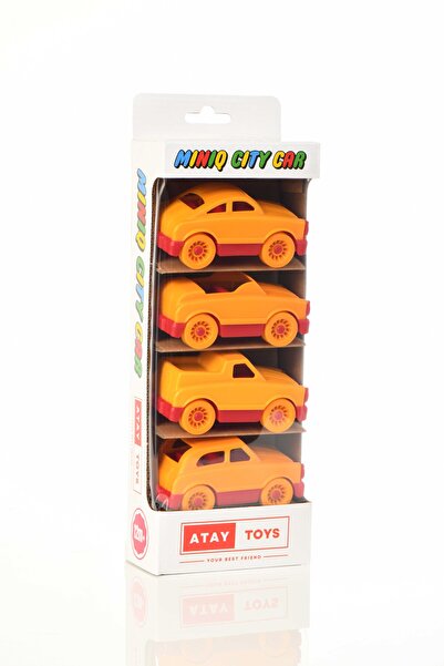 ATAY TOYS مجموعة سيارات ميني كيو سيتي باللون الأصفر والأحمر مكونة من 4 ألعاب ...