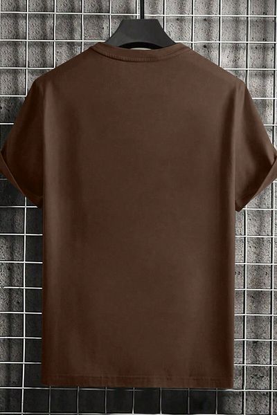 MODAGEN Ανδρικό μπλουζάκι Oversize - Καφέ, Crew Neck, Chest Triangle Printed